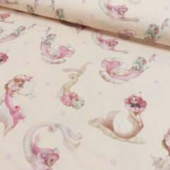 1m x 1,50m Baumwoll Jersey Magic Mermaids Teatime Digital Druck