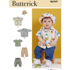 Schnittmuster Babyhemd und Hose Butterick B6949 A XS-L (Gr. 43-87) Dt. Anl.
