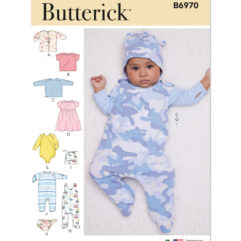 Schnittmuster Strampler, Kleid und Shirt Butterick B6970 A One Size Dt.