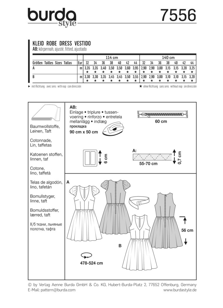 Schnittmuster Kleid 7556 US 6-18 (Gr. 32-44) Deutsche Anleitung – Bild 3