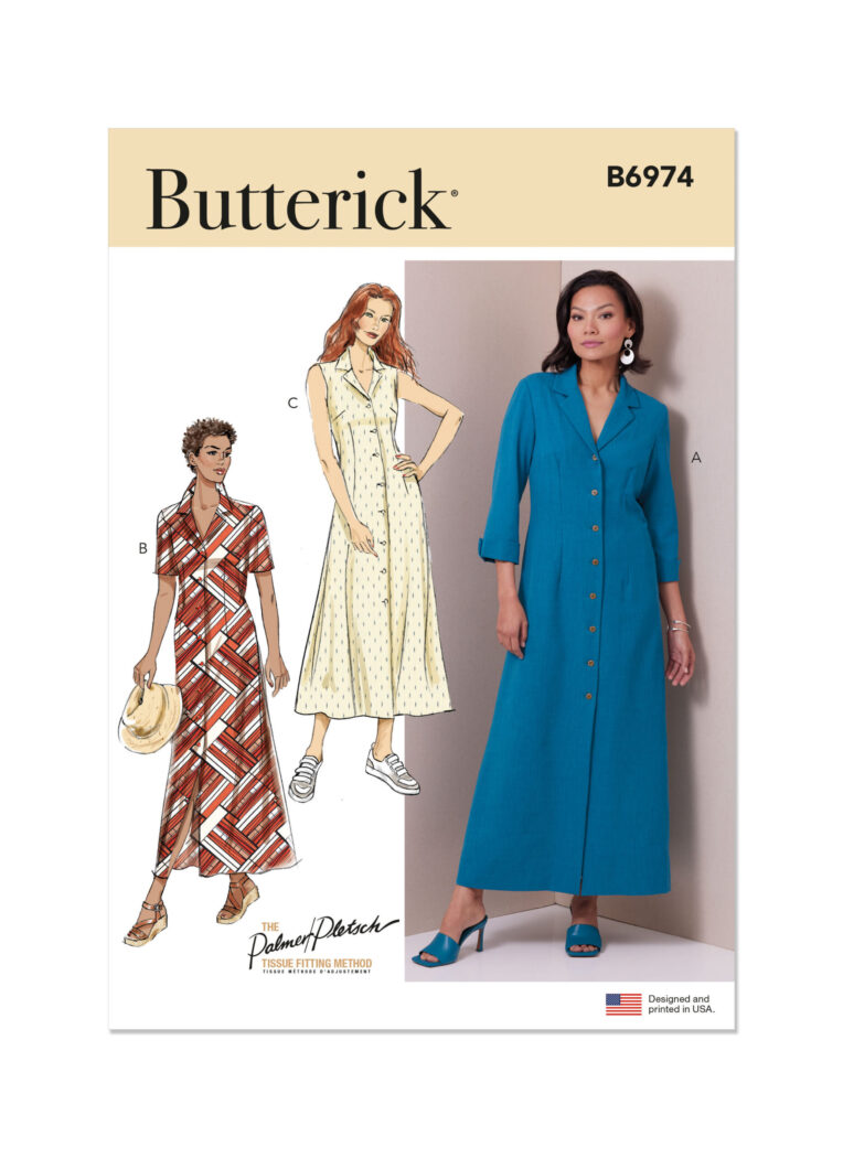 Schnittmuster Kleid Butterick B6974 F5 16-24 (Gr. 42-50) Dt. Anleitung
