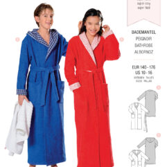 Schnittmuster Bademantel Burda 9620 US 10-16 (Gr. 140-176) Deutsche Anleitung
