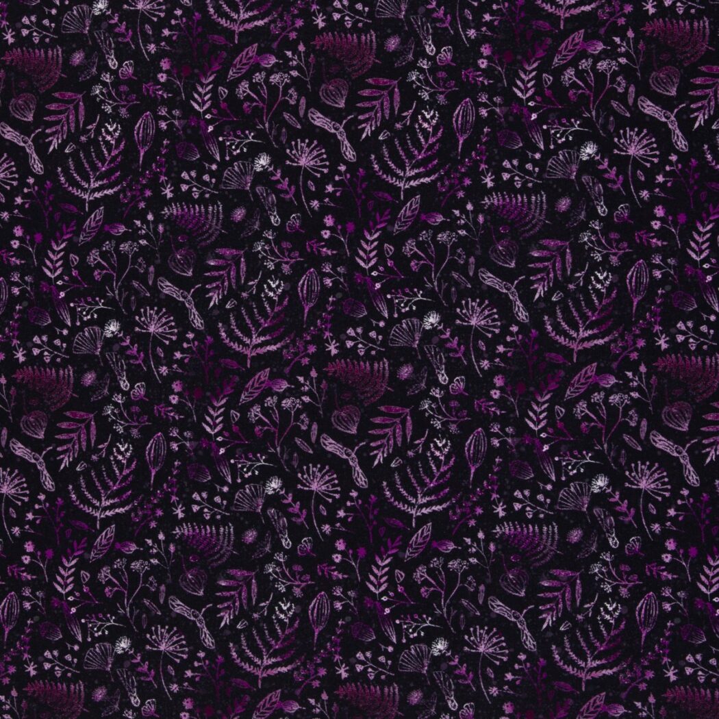 1m x 1,50m Herbstfrüchte Lila French Terry Christiane Zielinski Meterware – Bild 2